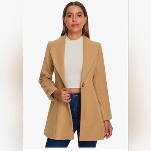 Allegra K Women's 2025 Coat for Winter Notch Lapel Collar One Button Outwear